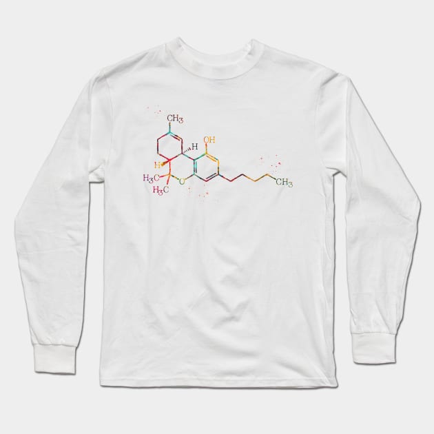 Cannabis Molecule Long Sleeve T-Shirt by erzebeth